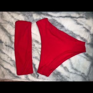 red high waisted bikini set!